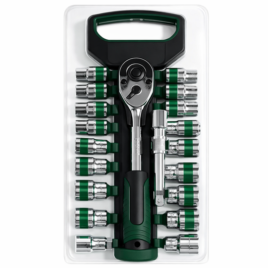 Steel Socket Wrench Set 20Pcs with Ratchet Handle