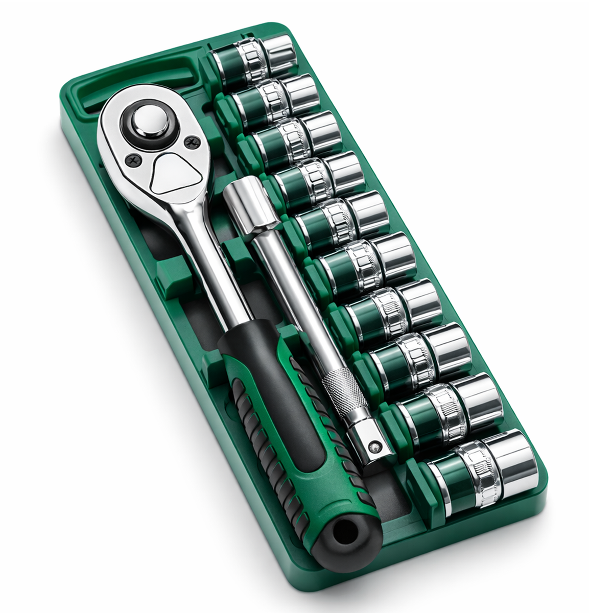 Steel Socket Wrench Set 12Pcs with Ratchet Handle