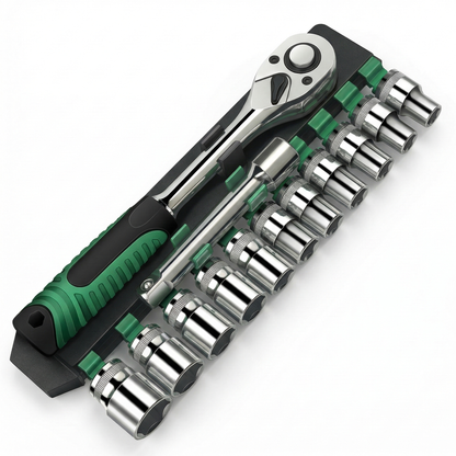 Steel Socket Wrench Set 12Pcs with Ratchet Handle