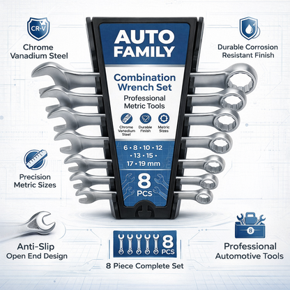 Steel Spanner Wrench Set 8pcs, 6-19mm