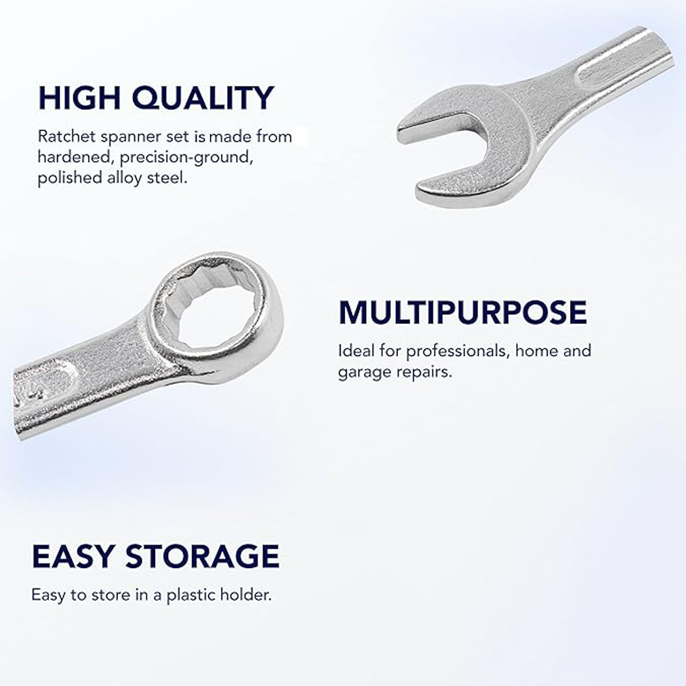 Steel Spanner Wrench Set 12pcs, 6-22mm