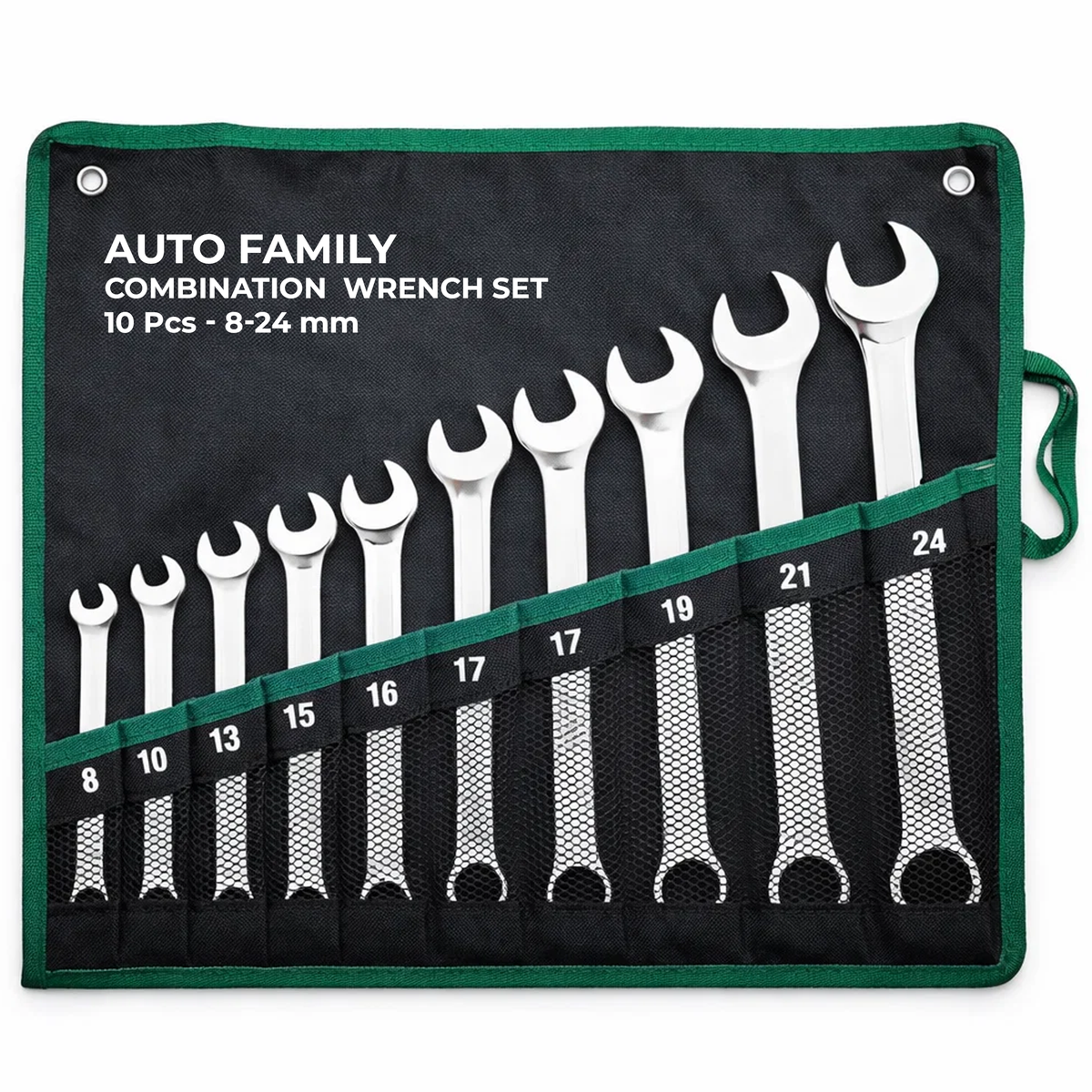 Steel Spanner Wrench Set 10pcs, 8-24mm