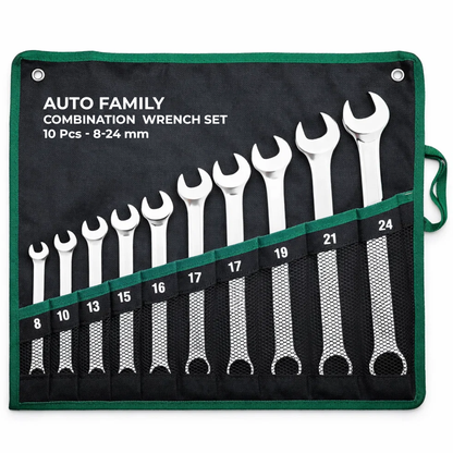 Steel Spanner Wrench Set 10pcs, 8-24mm