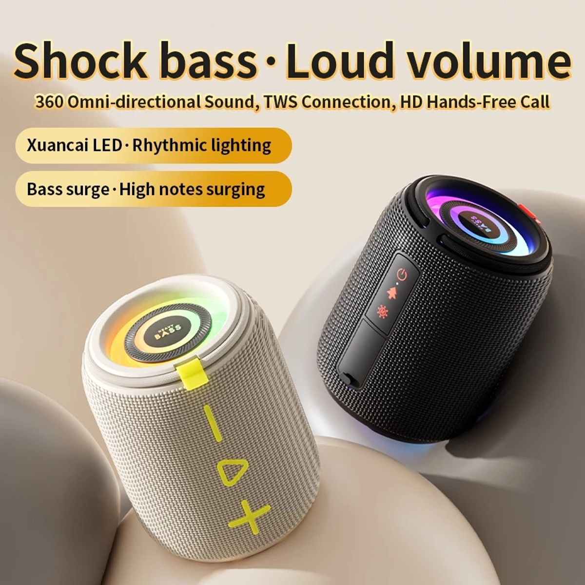 Deep Bass Bluetooth Speaker with LED Lights