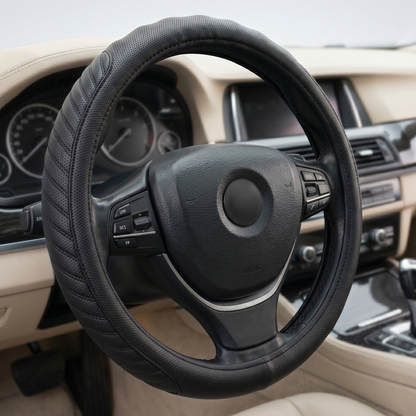 37cm Premium Leather Steering Wheel Cover