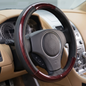 37cm Wood Grain & Leather Car Steering Cover