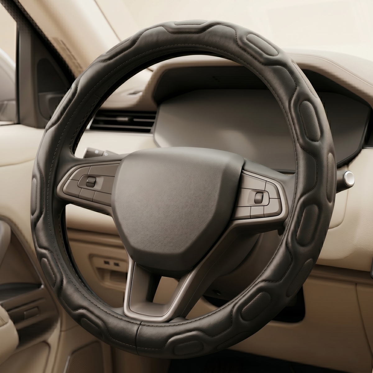 37cm Premium Leather Steering Wheel Cover