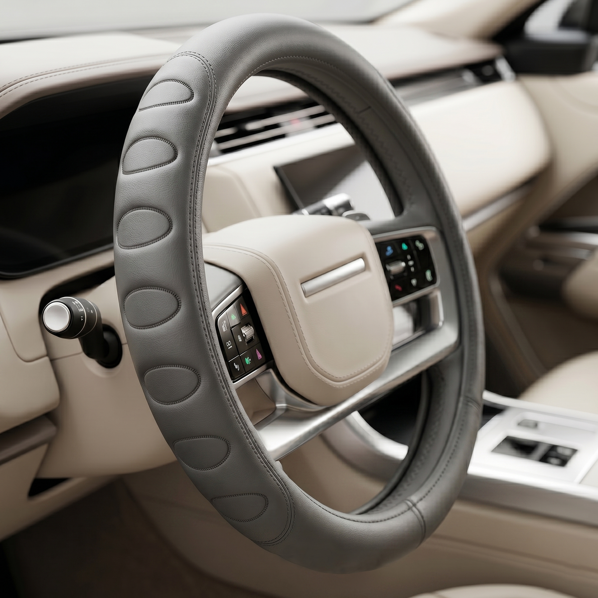 37cm Premium Leather Steering Wheel Cover