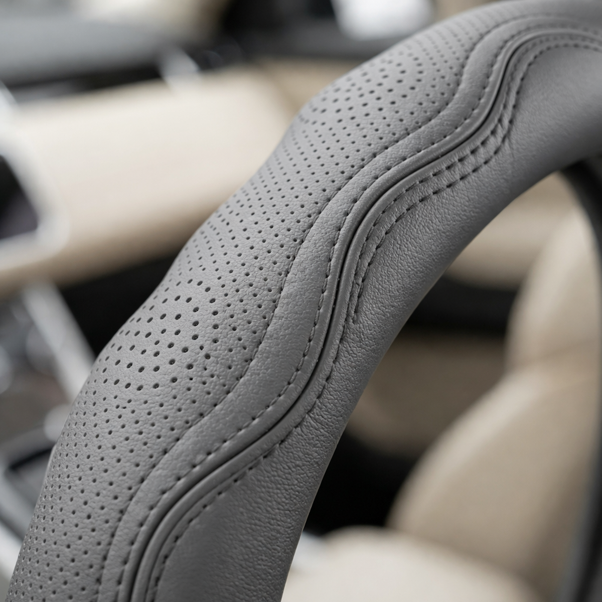 37cm Premium Leather Steering Wheel Cover