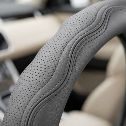 37cm Premium Leather Steering Wheel Cover