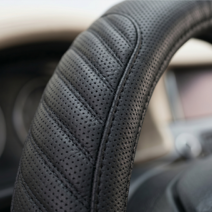 37cm Premium Leather Steering Wheel Cover