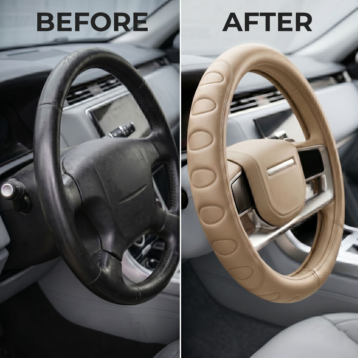 37cm Premium Leather Steering Wheel Cover