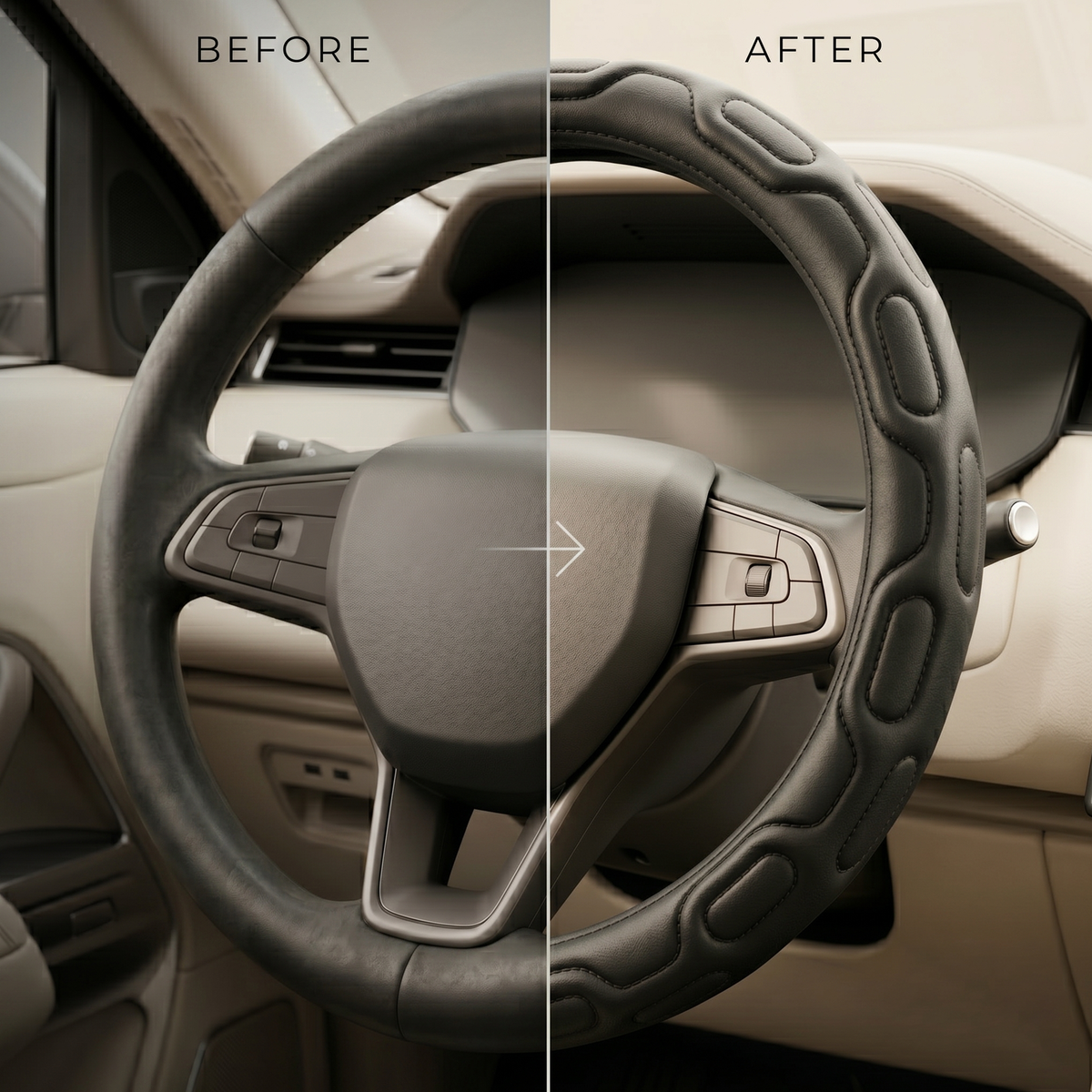 37cm Premium Leather Steering Wheel Cover