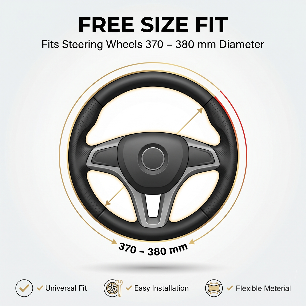 37cm Premium Leather Steering Wheel Cover