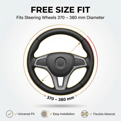 37cm Premium Leather Steering Wheel Cover