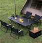 Folding Aluminum Camping Table & 4Pcs Chair - Black | 150cm | 120cm