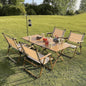 Folding Aluminum Camping Table & 4Pcs Chair - Beige | 150cm | 120cm
