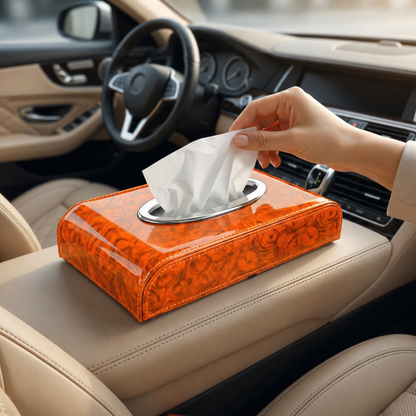 Tissue Box Holder with Wood Grain Texture