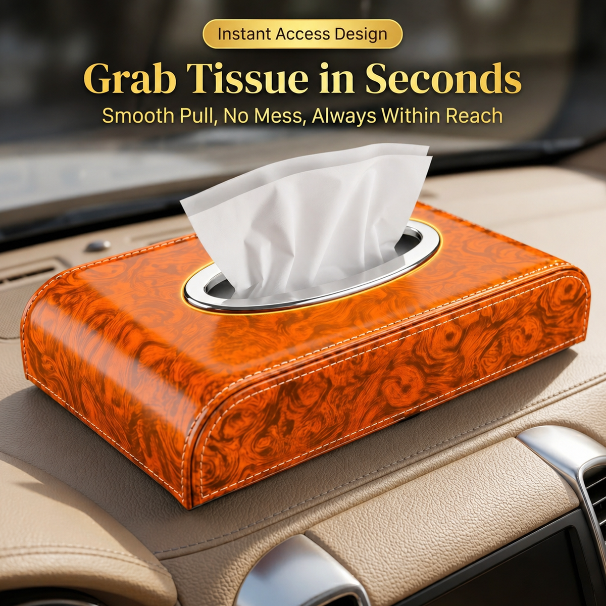 Tissue Box Holder with Wood Grain Texture