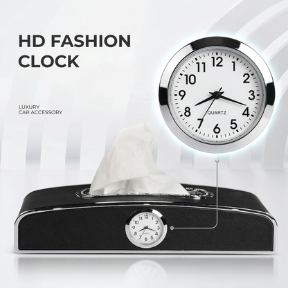 Car Tissue Box Holder with Clock