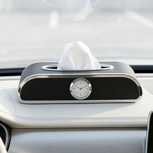 Car Tissue Box Holder with Clock