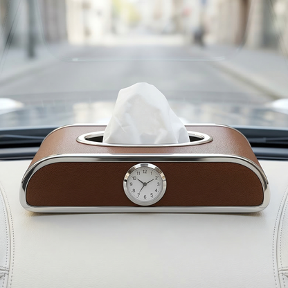 Car Tissue Box Holder with Clock
