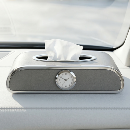 Car Tissue Box Holder with Clock