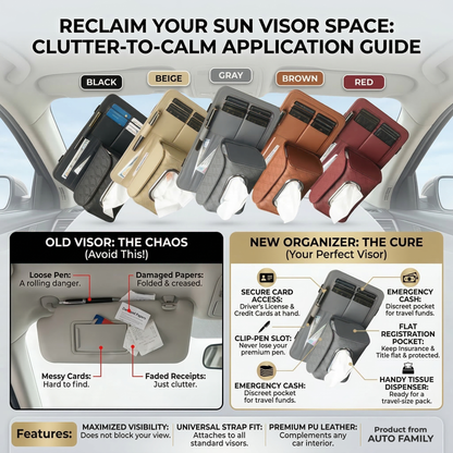 Car Sun Visor Organizer with Tissue Holder