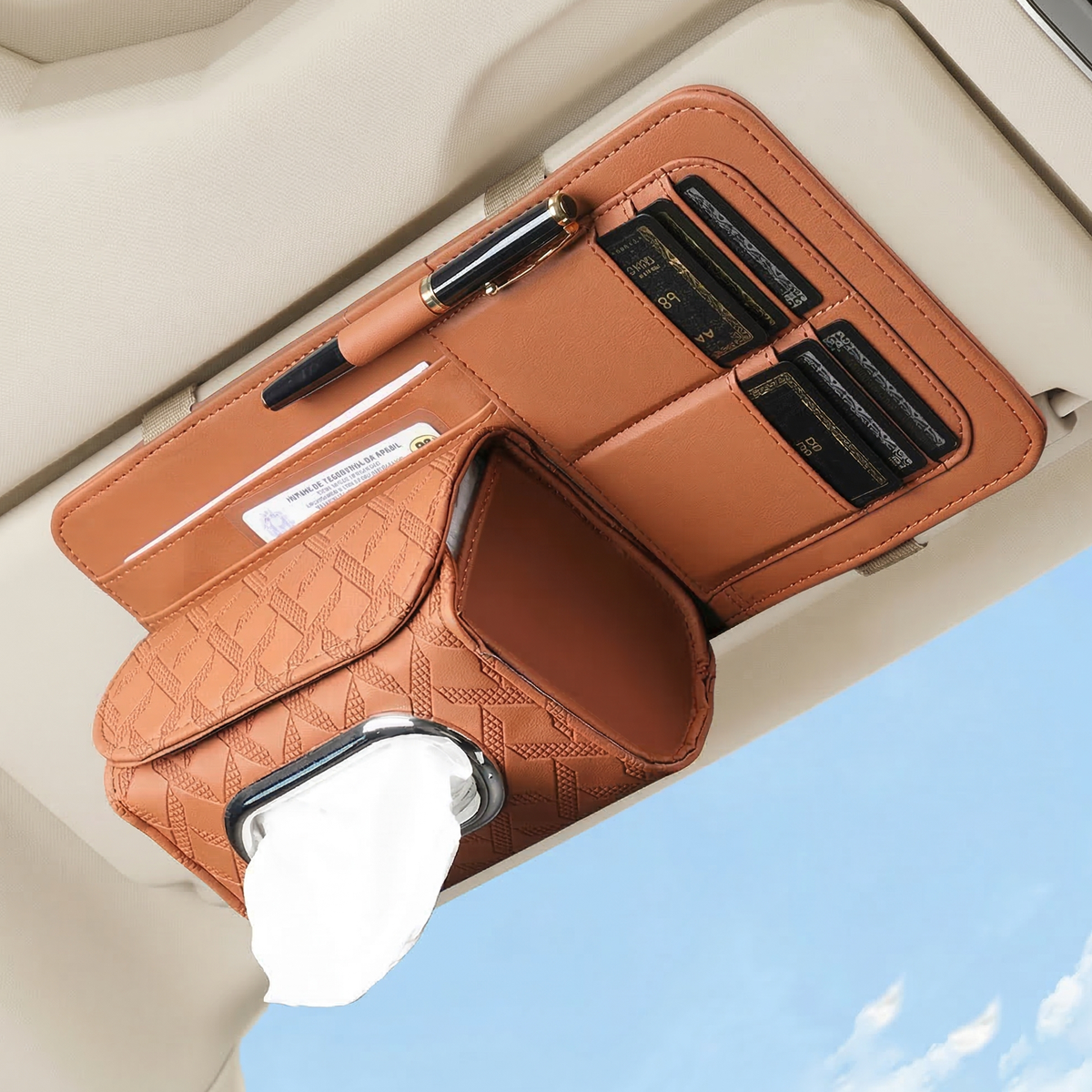Car Sun Visor Organizer with Tissue Holder