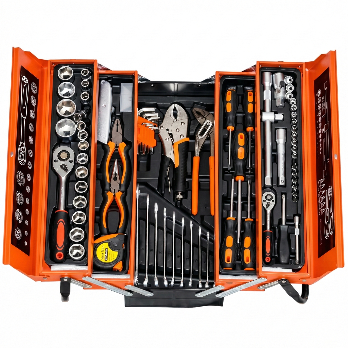 168Pcs Complete Tool Kit with Ratchet, Sockets, Screwdrivers, Spanners