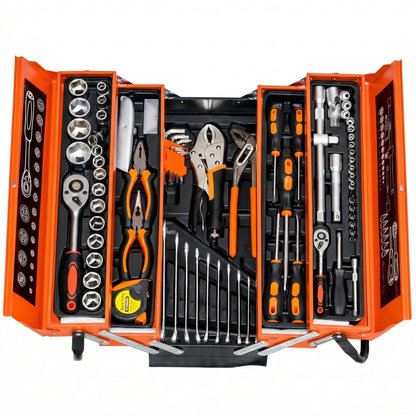 168Pcs Complete Tool Kit with Ratchet, Sockets, Screwdrivers, Spanners