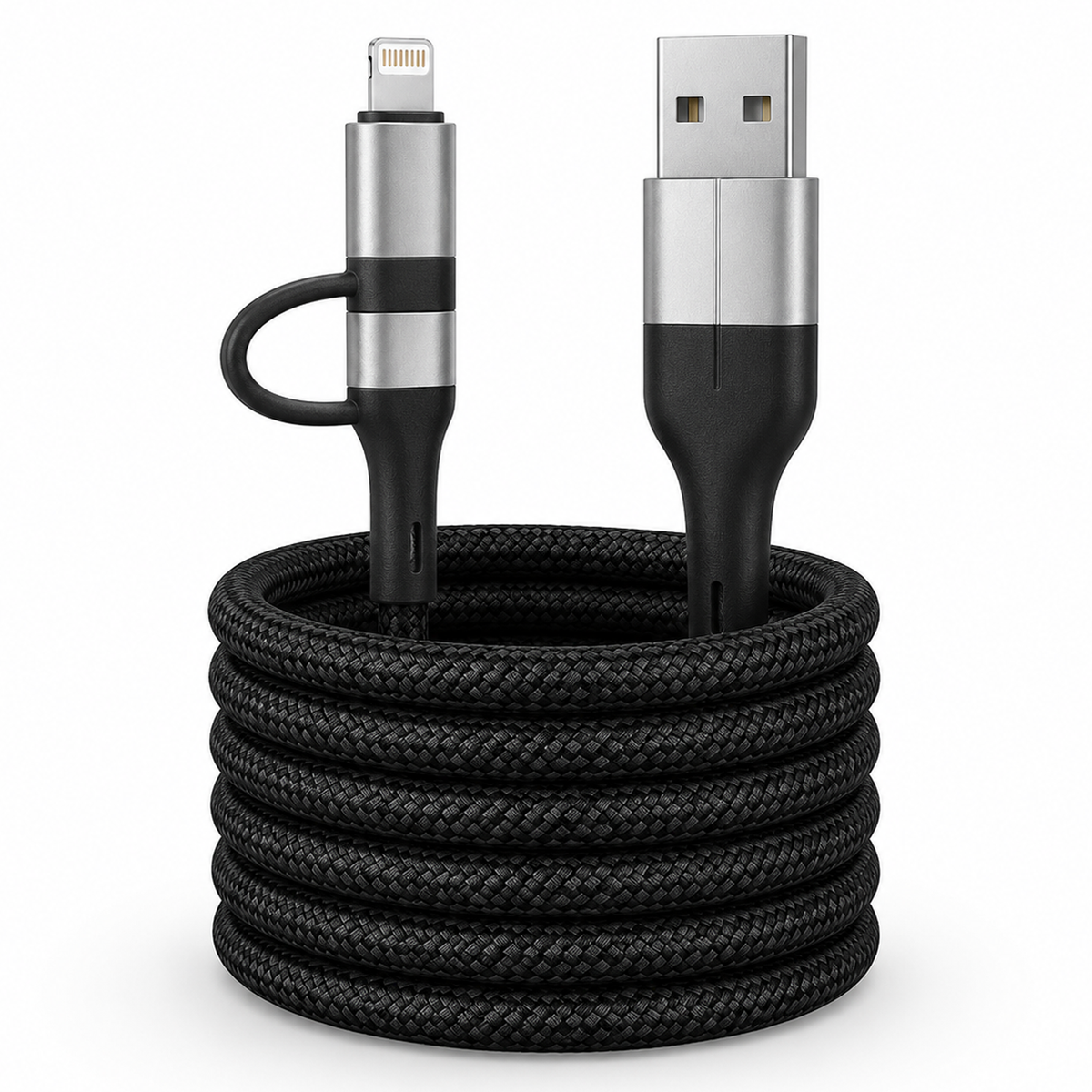 4-in-1 Fast Charging Cable USB A to USB C & Lightning