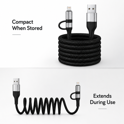 4-in-1 Fast Charging Cable USB A to USB C & Lightning