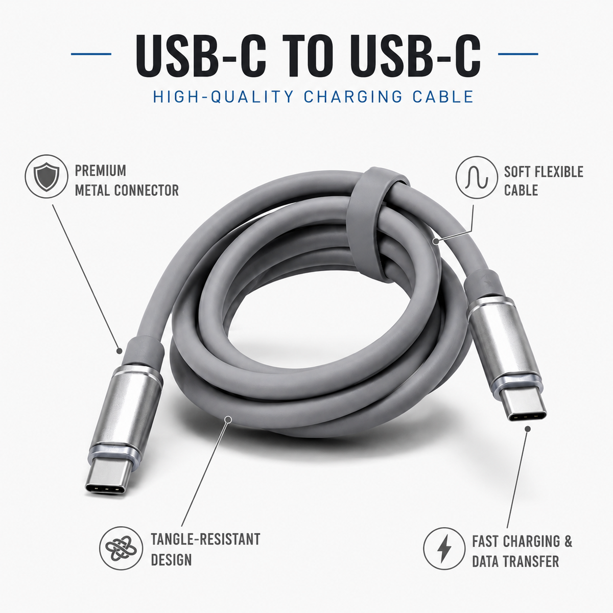 USB C to USB C Fast Charging Cable with Storage Box