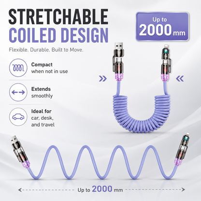 4-in-1 Fast Charging Cable 240W USB-A to Type-C/Lightning