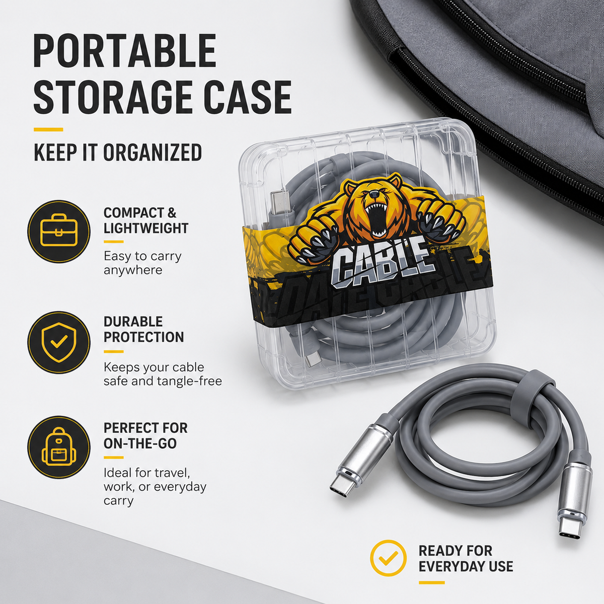 USB C to USB C Fast Charging Cable with Storage Box