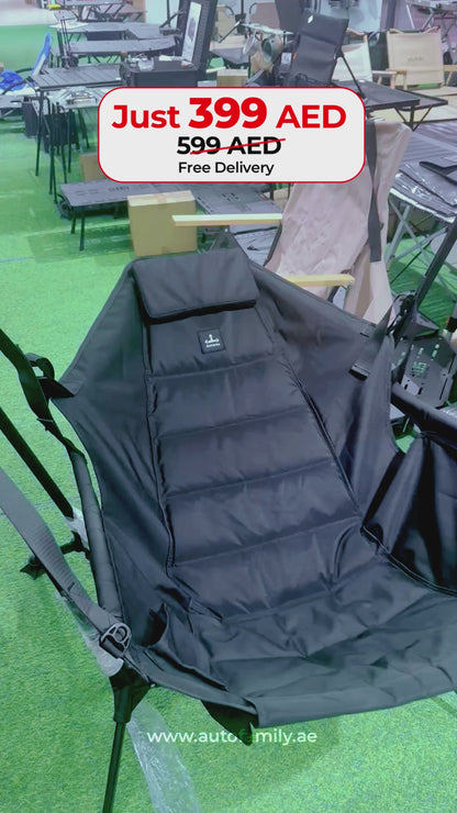 Portable Folding Hammock Camping Chair with Aluminum Frame & Carry Bag – Black